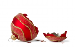 a broken christmas bauble used on our article about don't blame christmas for divorce & break ups.